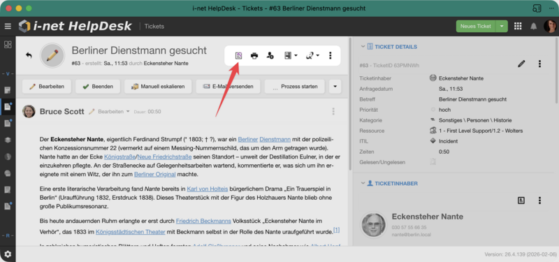 Ticket header with "Summarize with AI" button.