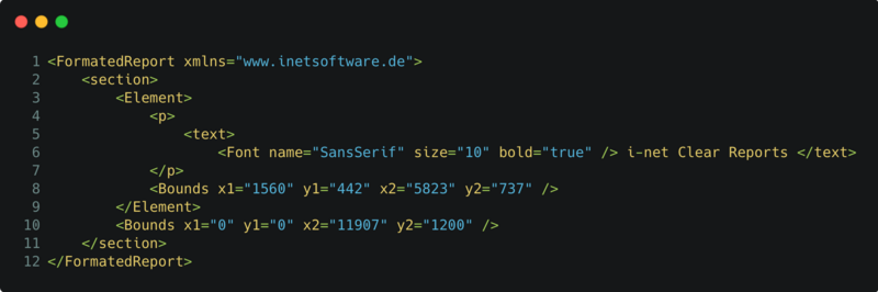 Example of XML export output.